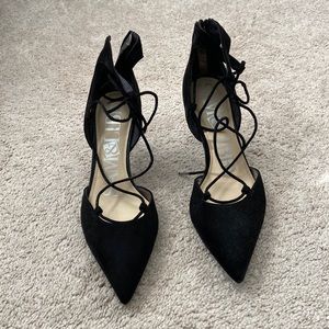 Size 8 Black heels with tie and zipper